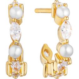 Sif Jakobs Adria Creolo Piccolo Earrings - Gold/Pearls/Transparent