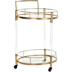 Dkd Home Decor Golden Metal Acrylic Trolley Table