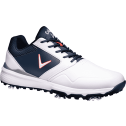 Callaway (UK 10.5, White/Navy/Red) Golf Mens 2022 M596 LS Chev Spiked Leather Waterproof Golf Shoes