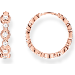 Thomas Sabo Sterling Silver Rose Gold Plated White Stone Hoop Earrings CR714-416-14