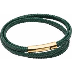 Fred Bennett Multi Row Plaited Green Recycled Leather Bracelet B5429