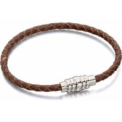 Fred Bennett Skinny Brown Leather Magnetic Clasp Bracelet B5400