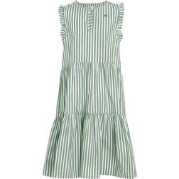 Tommy Hilfiger Striped Ruffle Dress Slvss Green