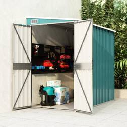 vidaXL Wall-mounted Shed Green Galvanised (Building Area )
