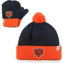 '47 Infant Chicago Bears Bam Bam Cuffed Knit Hat With Pom & Mittens Set - Navy/Orange