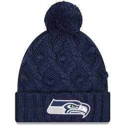 New Era Girls Youth College Navy Seattle Seahawks Toasty Cuffed Knit Hat with Pom