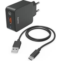 Hama Schnellladegerät mit Ladekabel USB-C, Qualcomm 19,5 W, 1,5 m, Schwarz