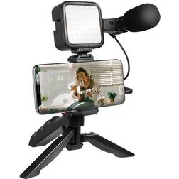 LogiLink Vlogger-Kit AA0157, mit LED-Licht, Mikrofon u. Stativ