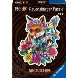 Ravensburger 17512 Wooden, Bunter Fuchs, Kontur-Holz-Puzzle inkl. 15 Whimsies, 150 Teile