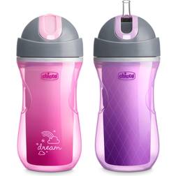 Chicco Insulated Flip-Top Spill-Free Straw Sippy Cup 9oz Pink/Purple (2pk)