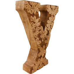 Geko Hand Carved Wooden Flower Letter Y