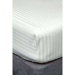 Belledorm Hotel Satin Stripe 540 Thread Count Bed Sheet White