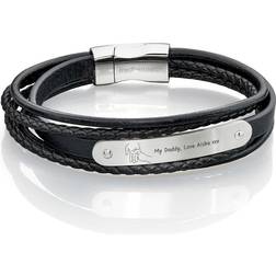 Fred Bennett Multi-Band Black Leather Bracelet with Steel ID Bar
