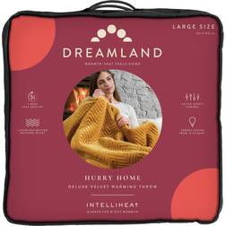 Dreamland Deluxe Velvet Herringbone Heated Blankets Yellow