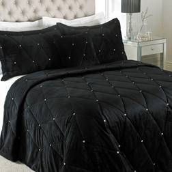 Riva Home New Diamante Set Bedspread Black