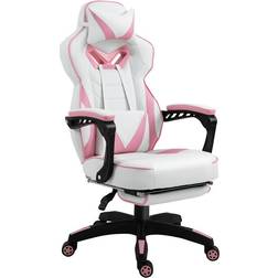 Vinsetto Gaming Chair Ergonomic Reclining Manual Footrest Wheels Pink