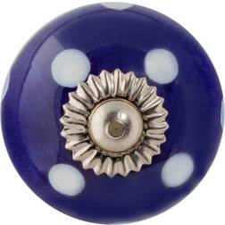 Nicola Spring Round Ceramic Cabinet Knob Navy & Blue Spot