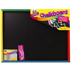 The Home Fusion Company Children's Kids Large Art Chalkboard 10 Chalks And Board Rubber Eraser 33x43cm