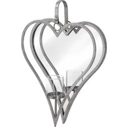 Hill Interiors Large Mirrored Heart Holder Metal/Glass Candlestick