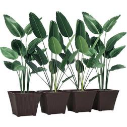OutSunny Outdoor Planter Pack of 4, Effect Plant Pots