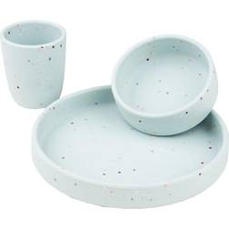 Done By Deer Silicone Dinner Set Confetti Blue