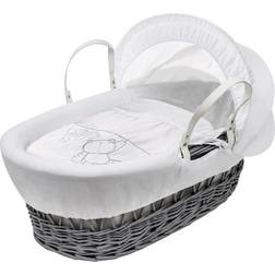 Kinder Valley Teddy Wash Day Wicker Moses Basket with Rocking Stand 10.6x22.4"