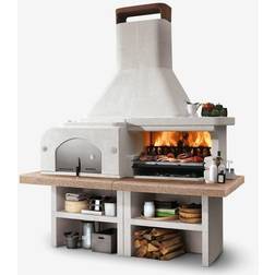 Gargano 3 Masonry Barbecue with Wood Fired Refractory Concrete/Steel/Stainless