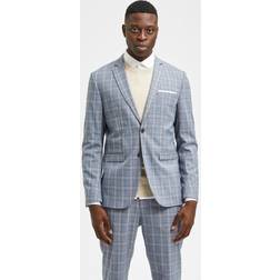 Selected Homme slim fit suit jacket in blue check(54)