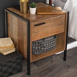 LPD Furniture Rustic Oak Industrial Bedside Table