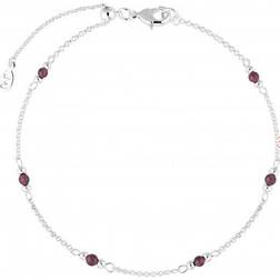 Joma Jewellery January Birthstone Anklet - Silver/Garnet
