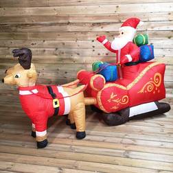 SnowTime 8ft 240cm LED Outdoor Christmas Inflatables Santa Sleigh & Reindeer Decorations
