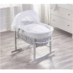 Kinder Valley White Dimple Grey Moses Basket with Rocking Stand Body