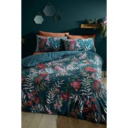 Catherine Lansfield Tropical Floral Birds Duvet Cover Green