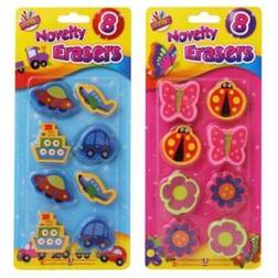 The Home Fusion Company Novelty Erasers 8 Pack Transport Or Nature School Crafting/Transport