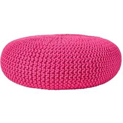 Homescapes Hot Pink Large Knitted Footstool Pouffe
