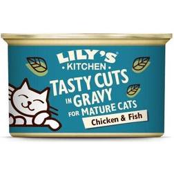 Lily's kitchen Wet Cat Food for Mature Cats 24 Tins 85g Tasty Cuts Fish & Chicken