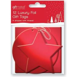 The Home Fusion Company 12 Foil Xmas Shaped Gift Tags Christmas Tree Ornament