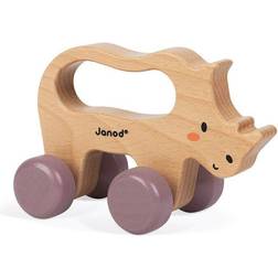 Janod WWF Push Along Adorable Rhino Wooden Walking Early Learning Toy