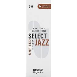 Rico D'Addario Organic Select Jazz Unfiled Baritone Sax Reeds, 3H 5 Pack