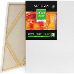 Arteza Stretched Canvas for Painting, Pack of 2, 8-oz Gesso Primed Wall Decor