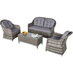OutSunny 860-124V70GY Outdoor Lounge Set, 1 Table incl. 2 Chairs & 1 Sofas