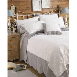 Paoletti Embossed Scalloped Edge Quilted Bedspread Grey, White