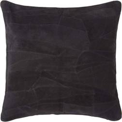 Homescapes Real Leather Suede Cushion with Feather Filling Complete Decoration Pillows Black