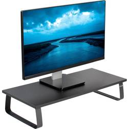 Vivo Black Wood 24 Wide Desktop Stand Ergonomic TV Monitor Riser Desk Organizer