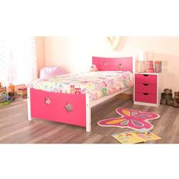 Pink, No Mattress Single Wooden Star Bed Frame Bed Side