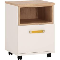 Furniture To Go 4Kids 1 Door Desk Mobile In Light Oak And White High Gloss Orange Handles