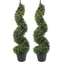 Leaf Tall Boxwood Tower Trees Topiary Spiral Metal Top Artificial Plant