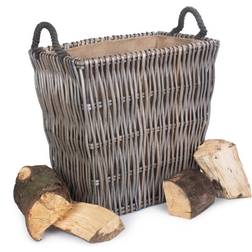 Rectangular Grey Log Wicker Basket