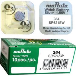 Murata SR621SW-PBWW Button cell SR60, SR621 Silver oxide 18 mAh 1.55 V 10 pcs