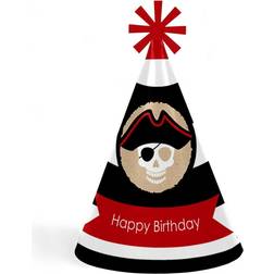 Beware of Pirates Cone Pirate Happy Birthday Party Hats 8 Ct Standard Size Red